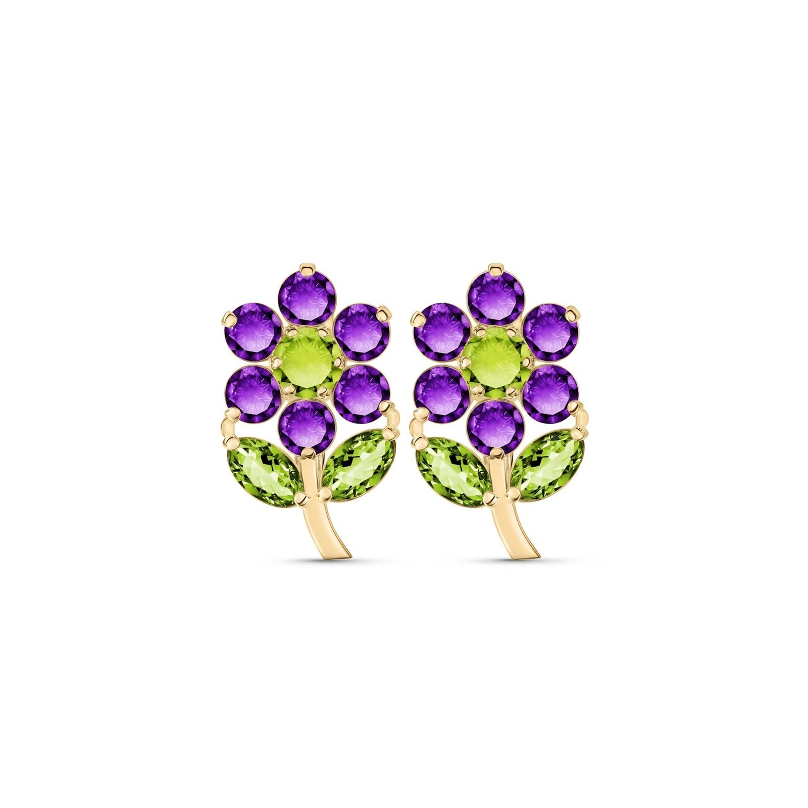 Yellow Gold Peridot & Amethyst — Mariademetra