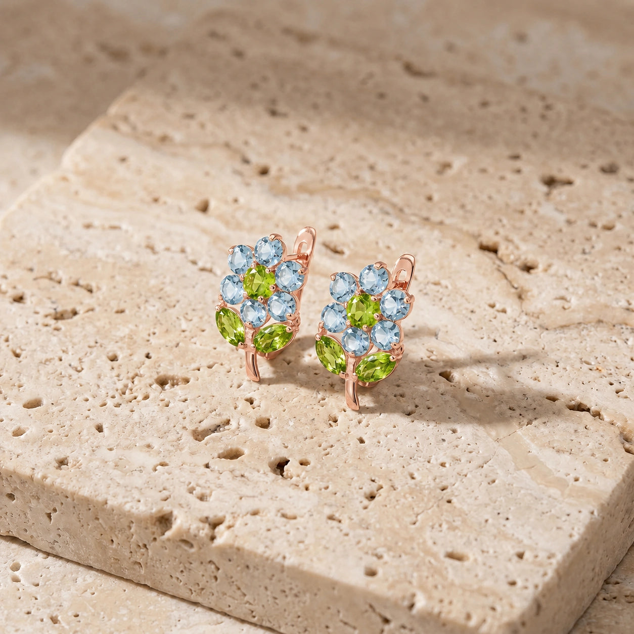 Rose Gold Peridot & Aquamarine — Mariademetra