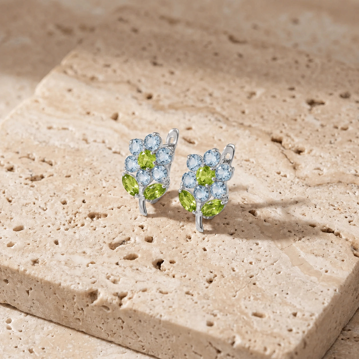 White Gold Peridot & Aquamarine — Mariademetra