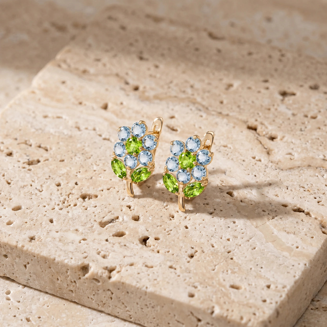 Yellow Gold Peridot & Aquamarine — Mariademetra