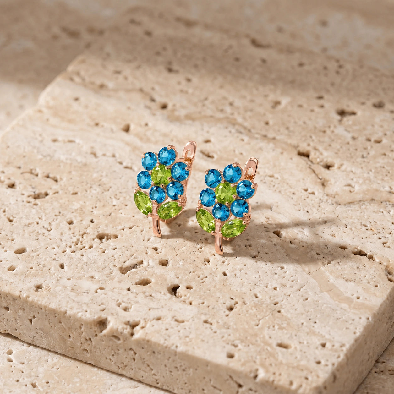 Rose Gold Peridot & Blue Topaz — Mariademetra