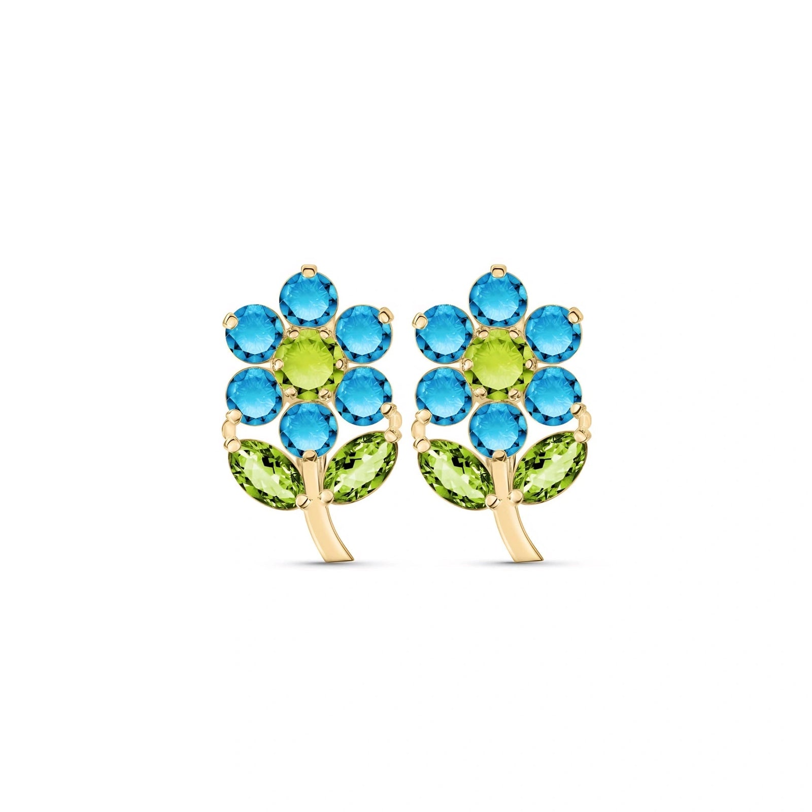 Yellow Gold Peridot & Blue Topaz — Mariademetra