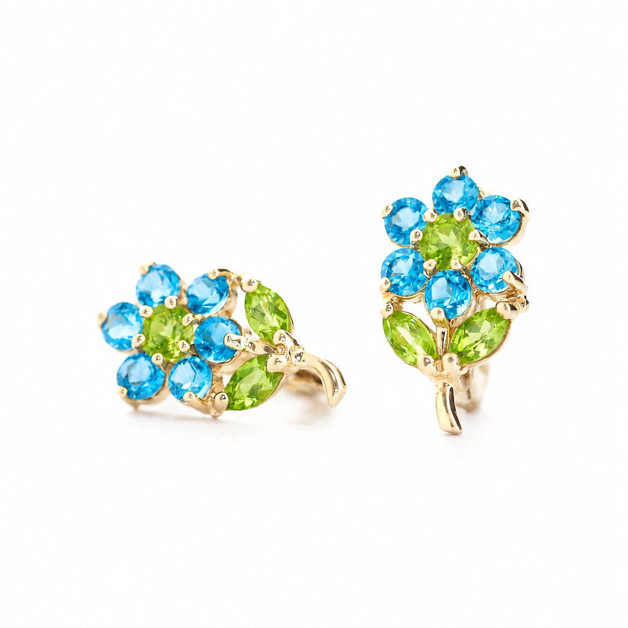 Yellow Gold Peridot & Blue Topaz — Mariademetra