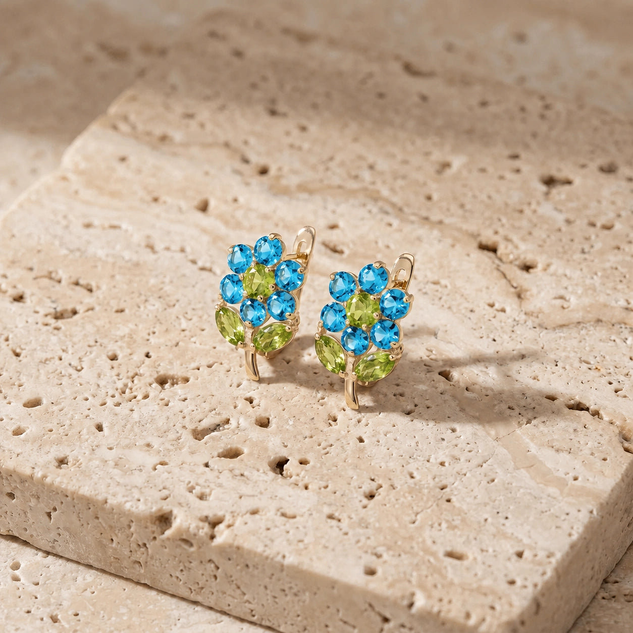 Yellow Gold Peridot & Blue Topaz — Mariademetra