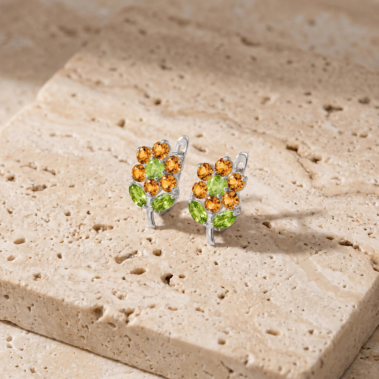 White Gold Peridot & Citrine — Mariademetra