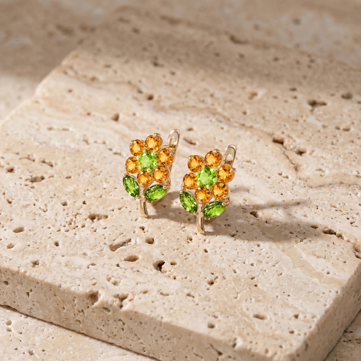 Yellow Gold Peridot & Citrine — Mariademetra