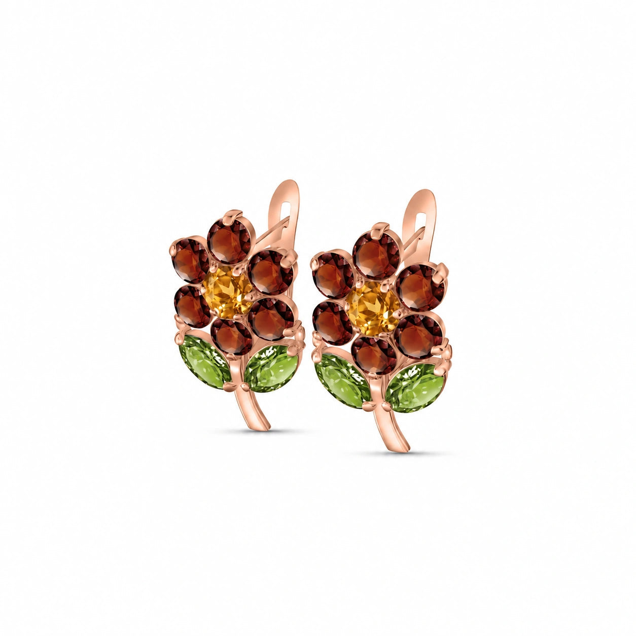 Rose Gold Peridot & Garnet & Citrine — Mariademetra