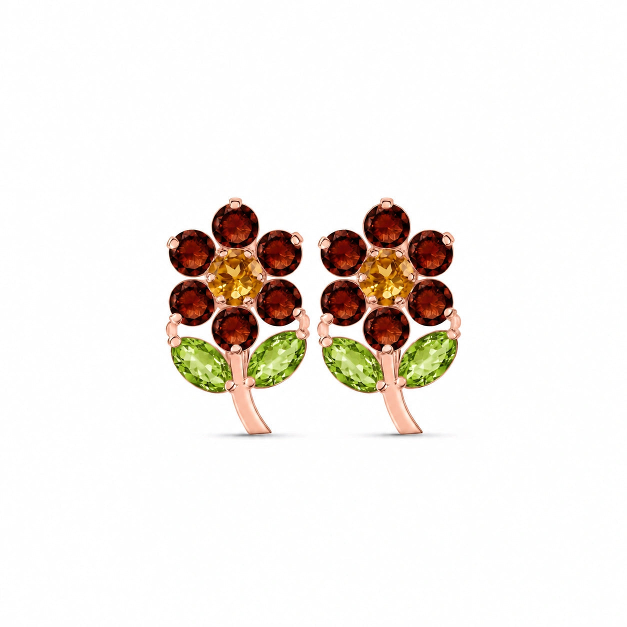 Rose Gold Peridot & Garnet & Citrine — Mariademetra