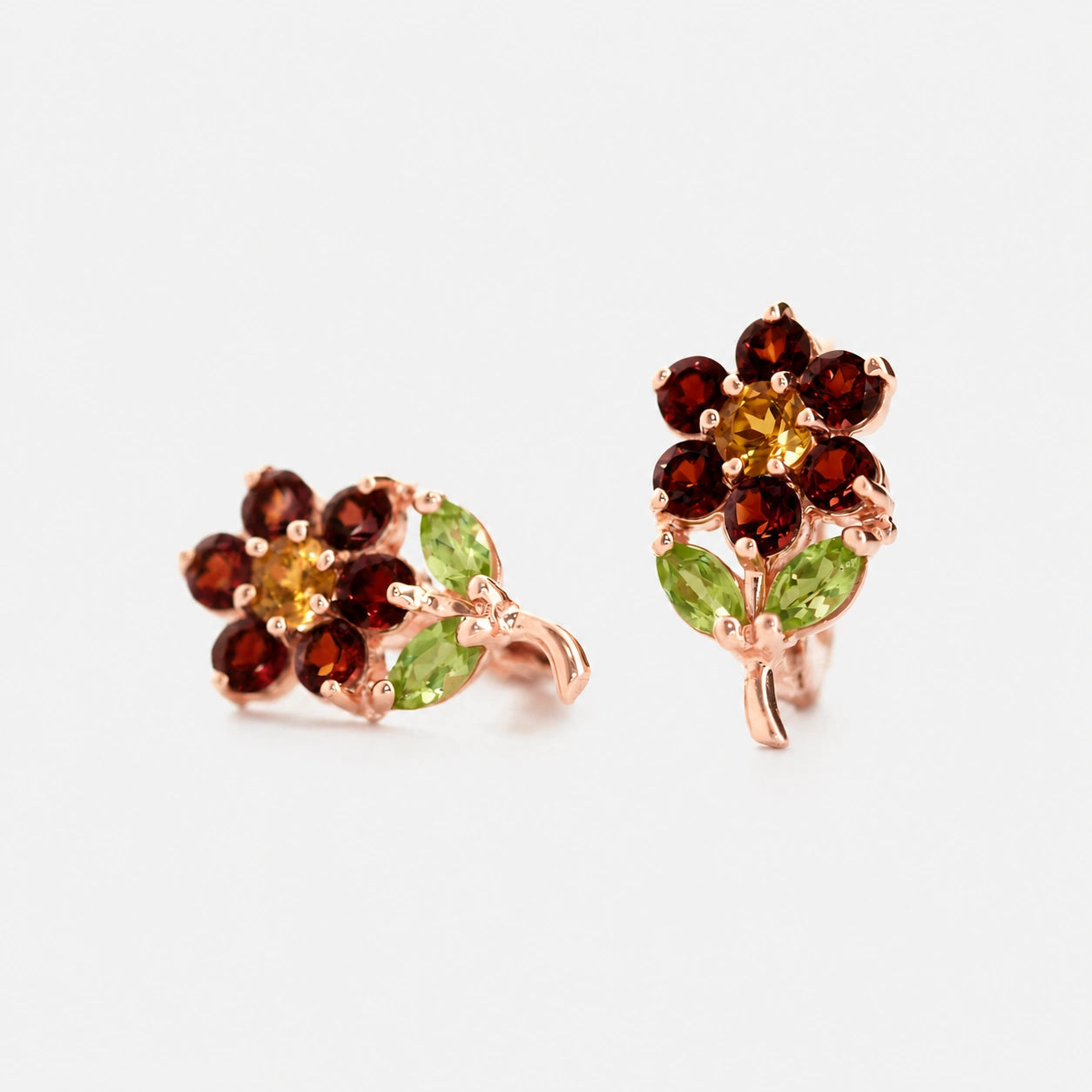 Rose Gold Peridot & Garnet & Citrine — Mariademetra