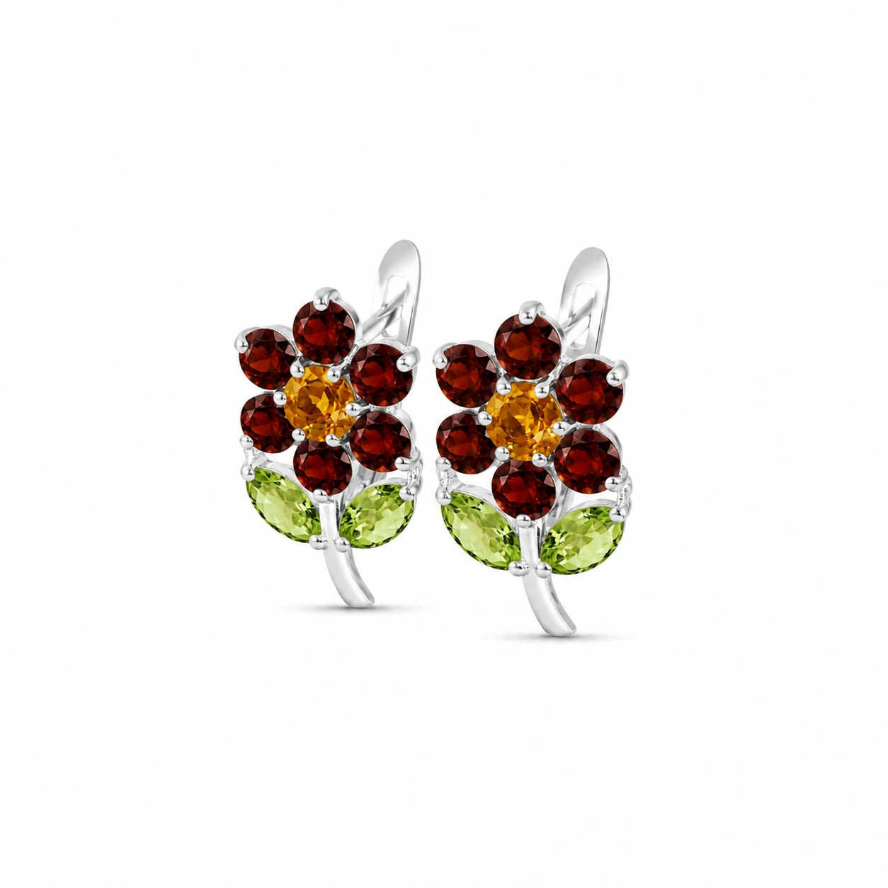 White Gold Peridot & Garnet & Citrine — Mariademetra