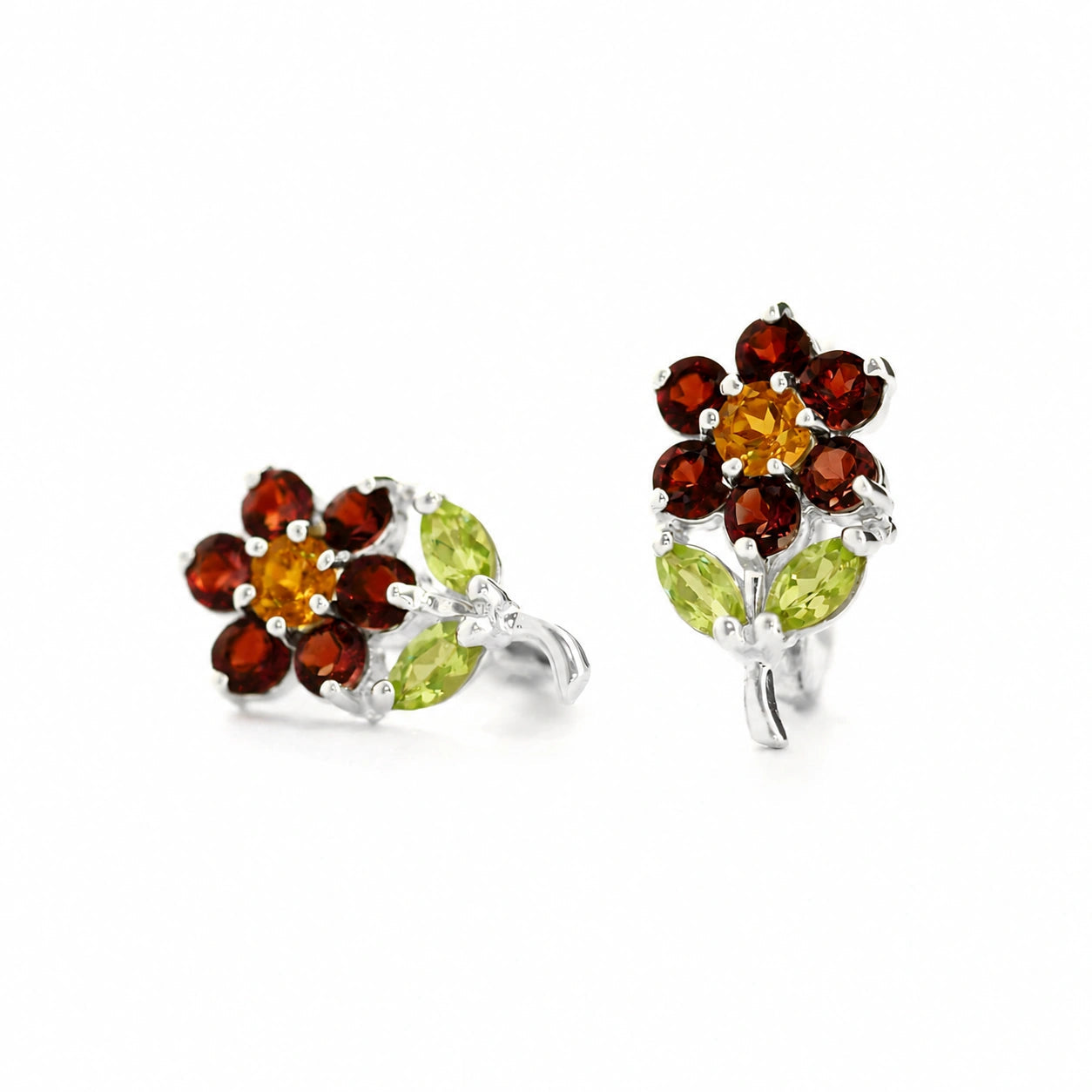 White Gold Peridot & Garnet & Citrine — Mariademetra