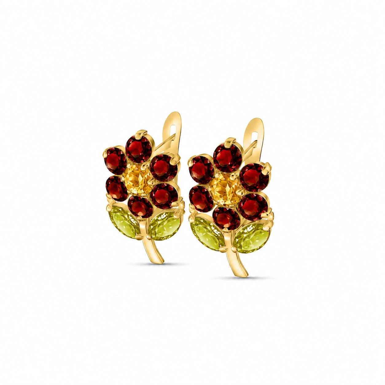 Yellow Gold Peridot & Garnet & Citrine — Mariademetra
