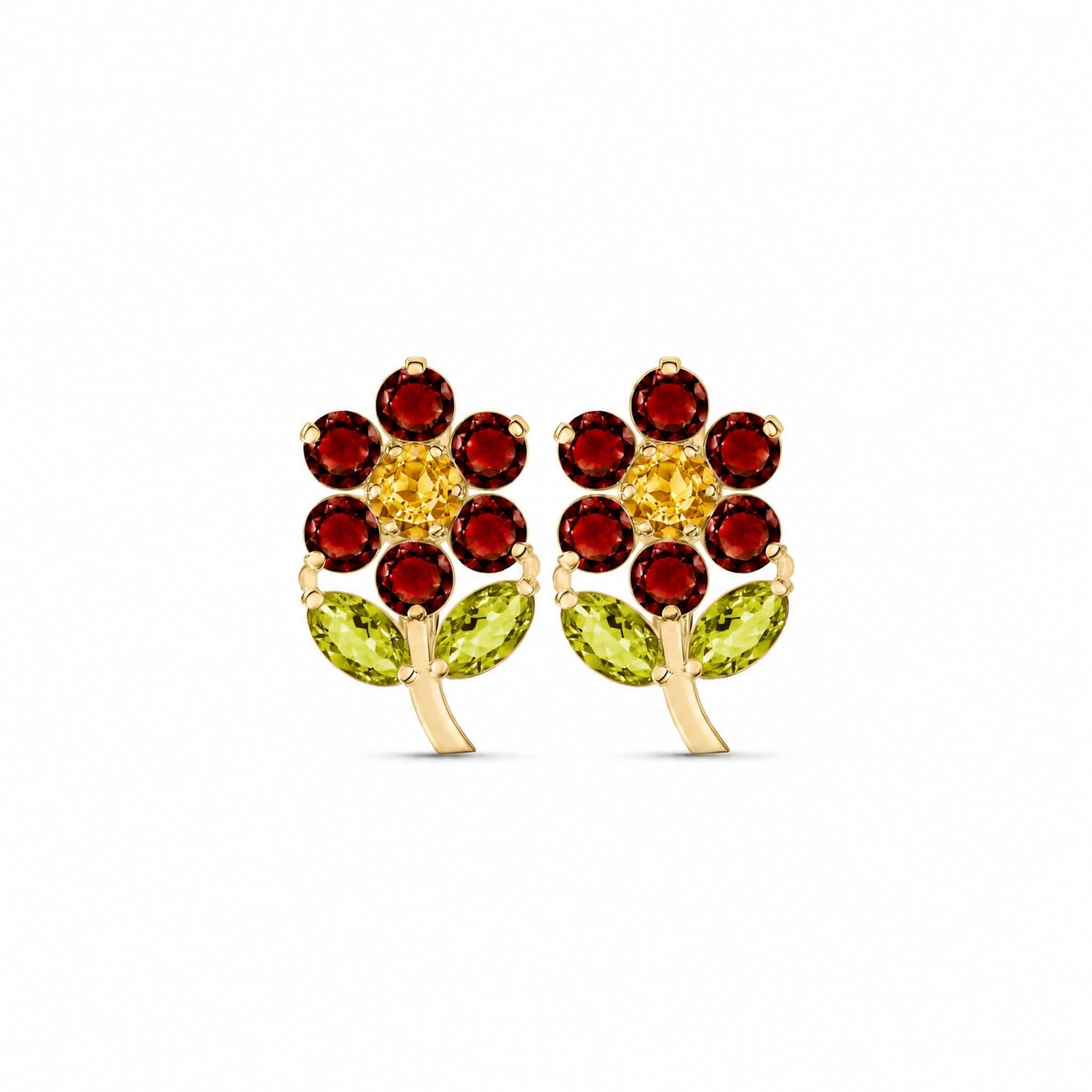 Yellow Gold Peridot & Garnet & Citrine — Mariademetra