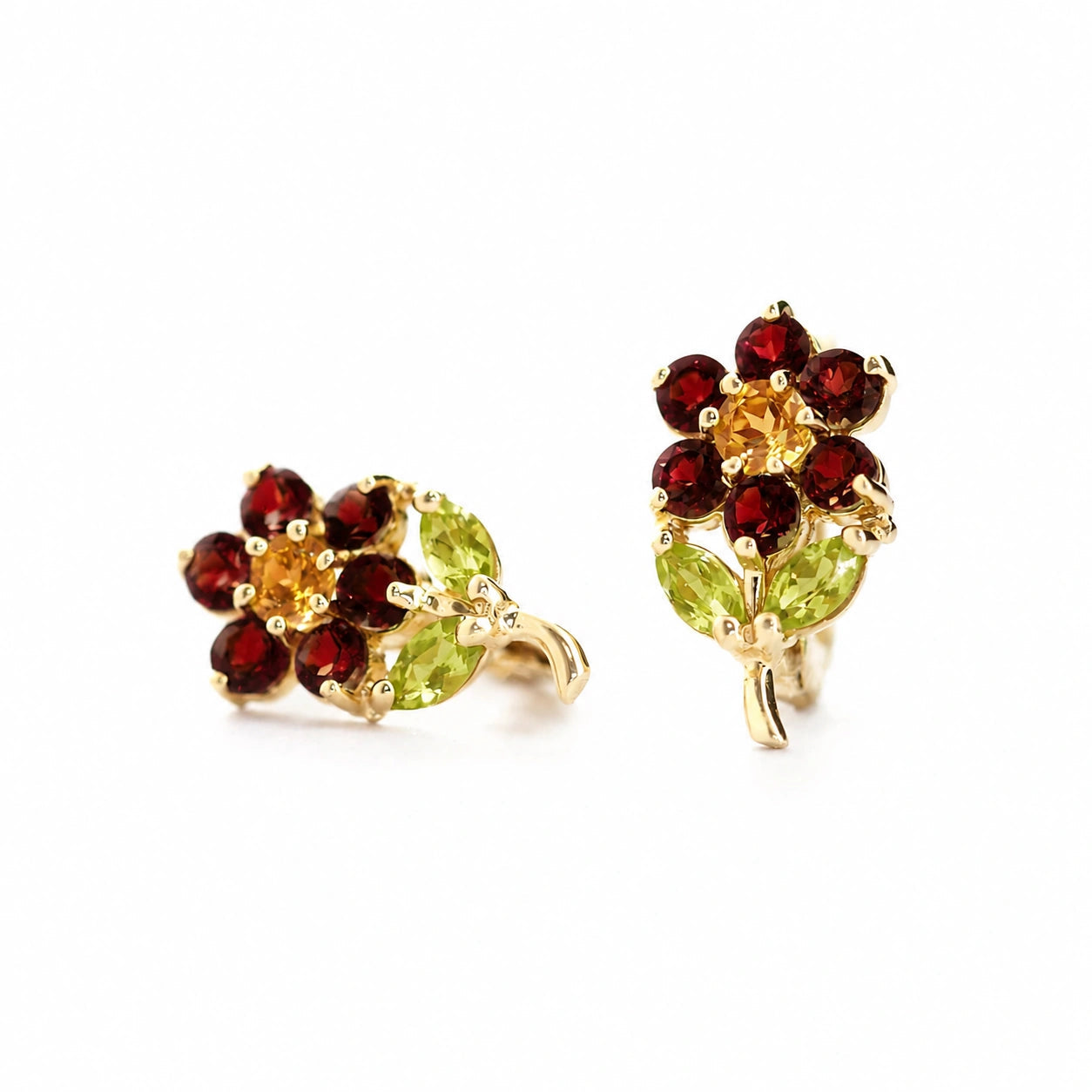 Yellow Gold Peridot & Garnet & Citrine — Mariademetra