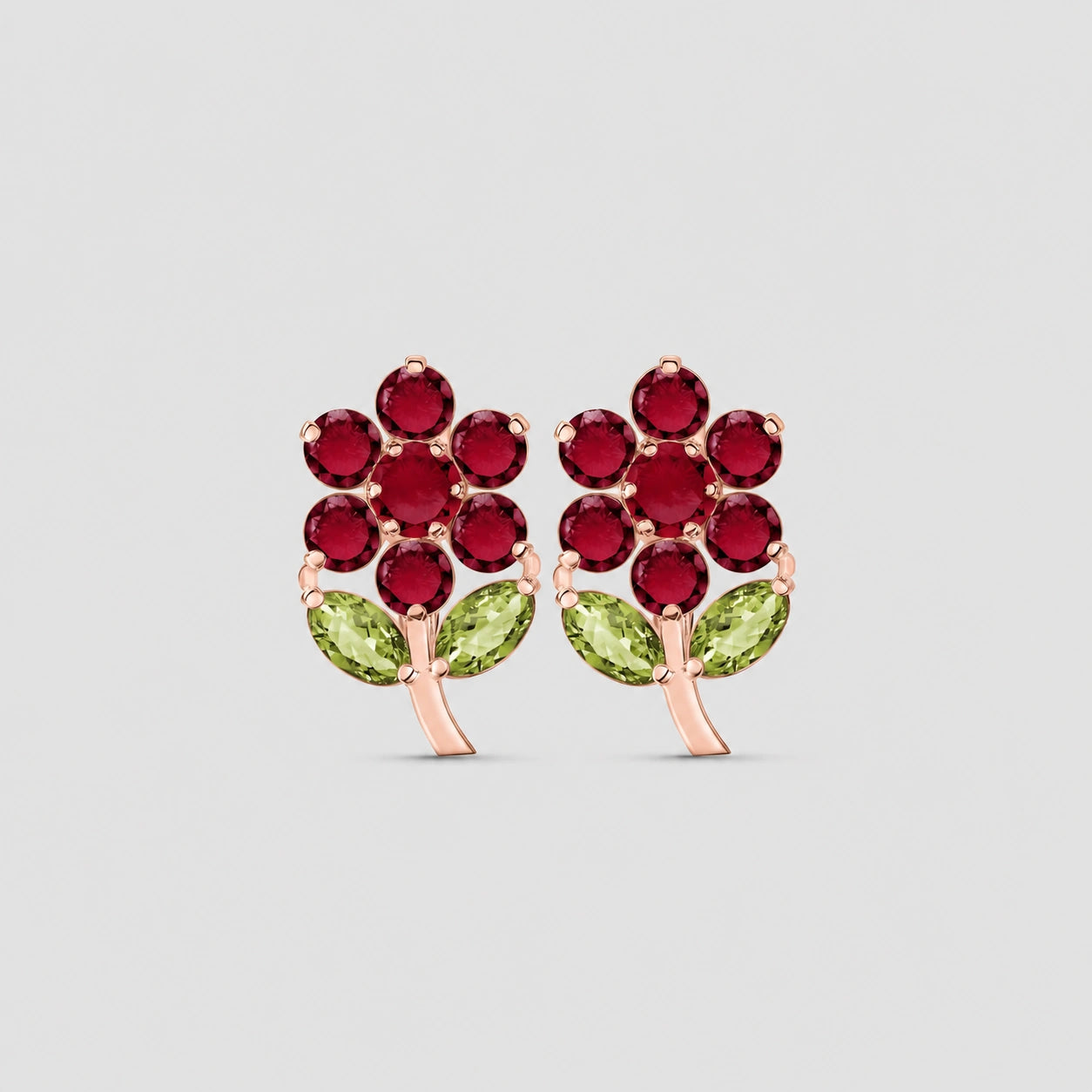Rose Gold Peridot & Ruby — Mariademetra