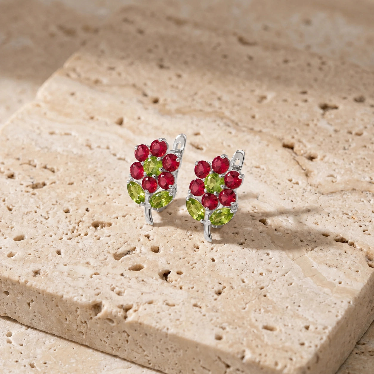 White Gold Peridot & Ruby — Mariademetra