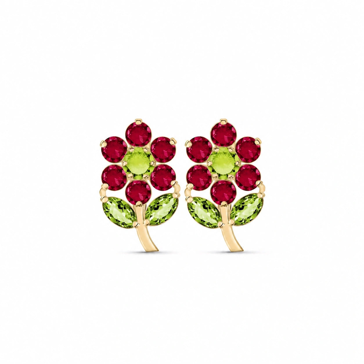 Yellow Gold Peridot & Ruby — Mariademetra