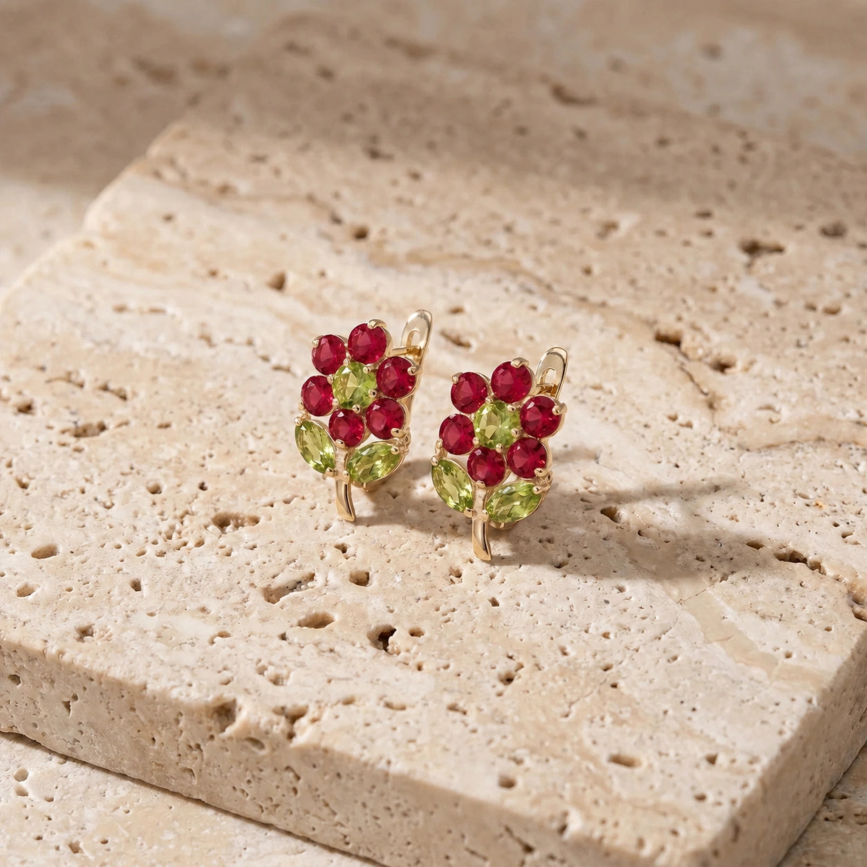 Yellow Gold Peridot & Ruby — Mariademetra