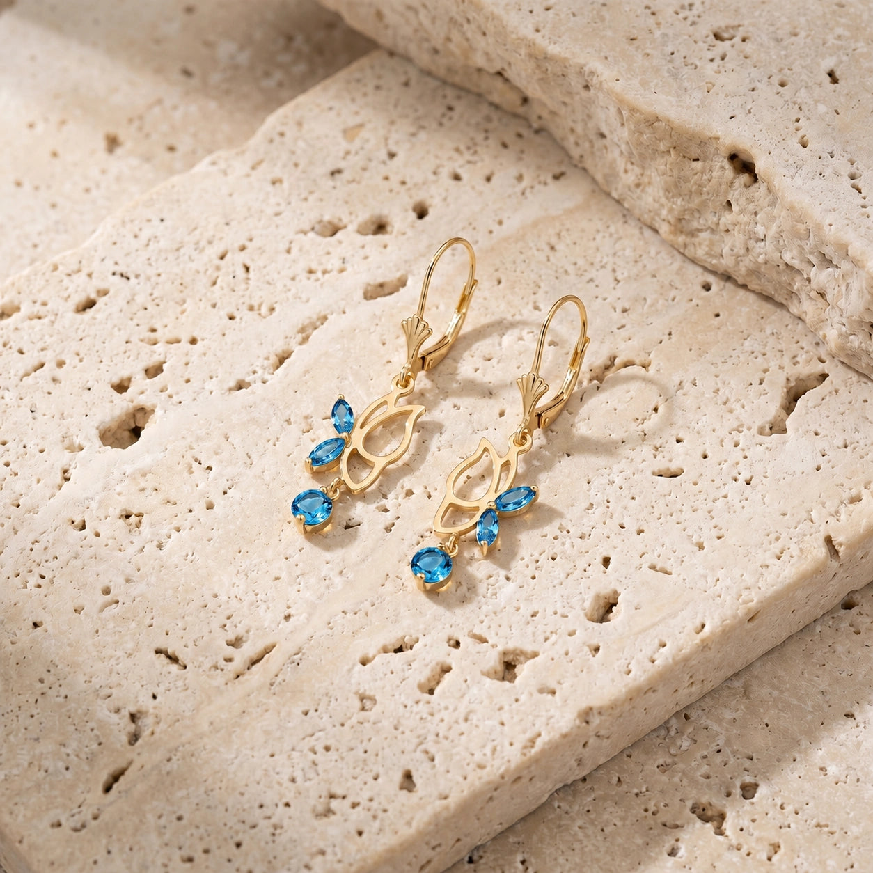 Yellow Gold Blue Topaz — Mariadesideria