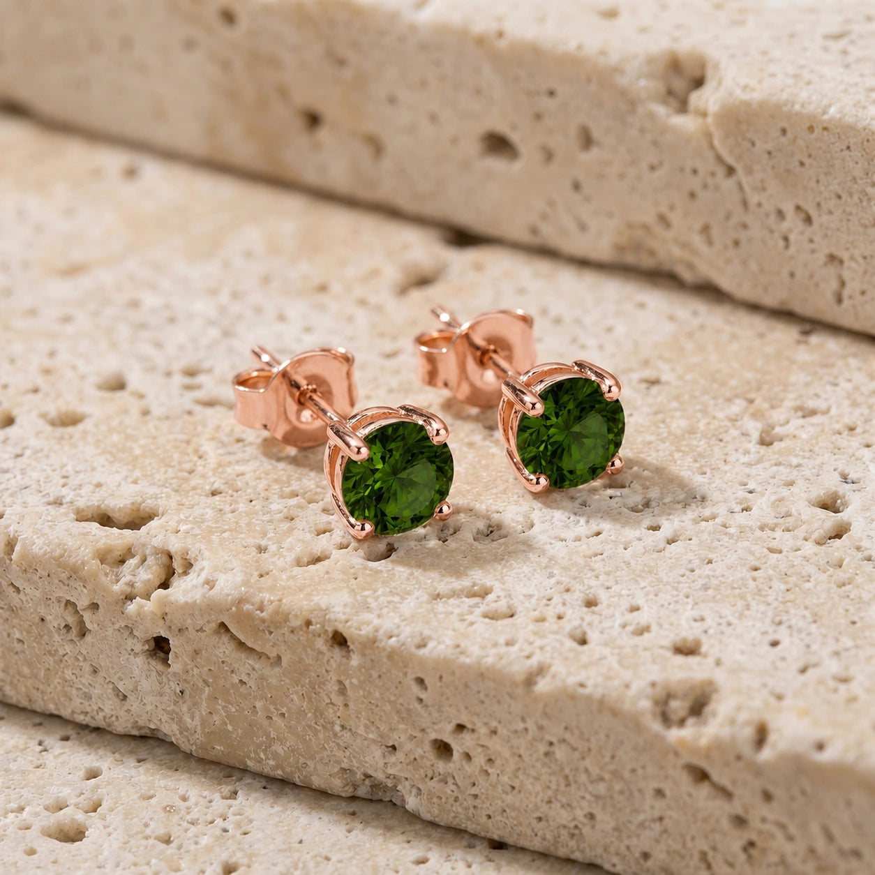Rose Gold Petal Earrings Diamond 10K — Daniela