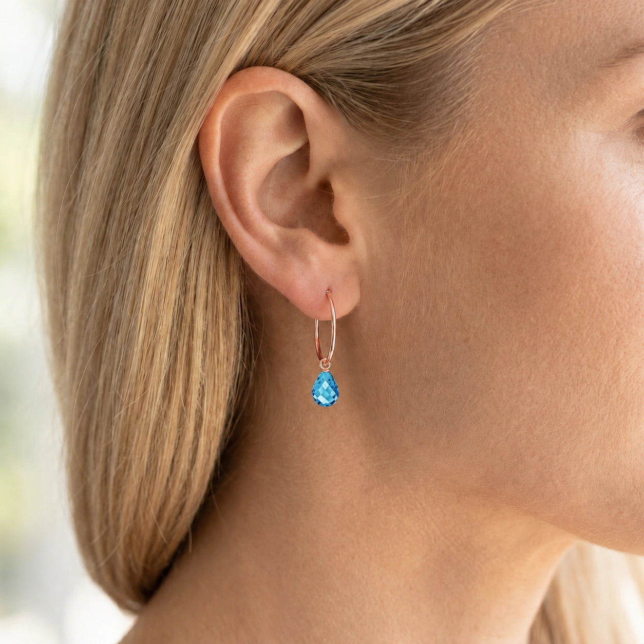 Rose Gold Earrings Blue Topaz 10K — Marisa