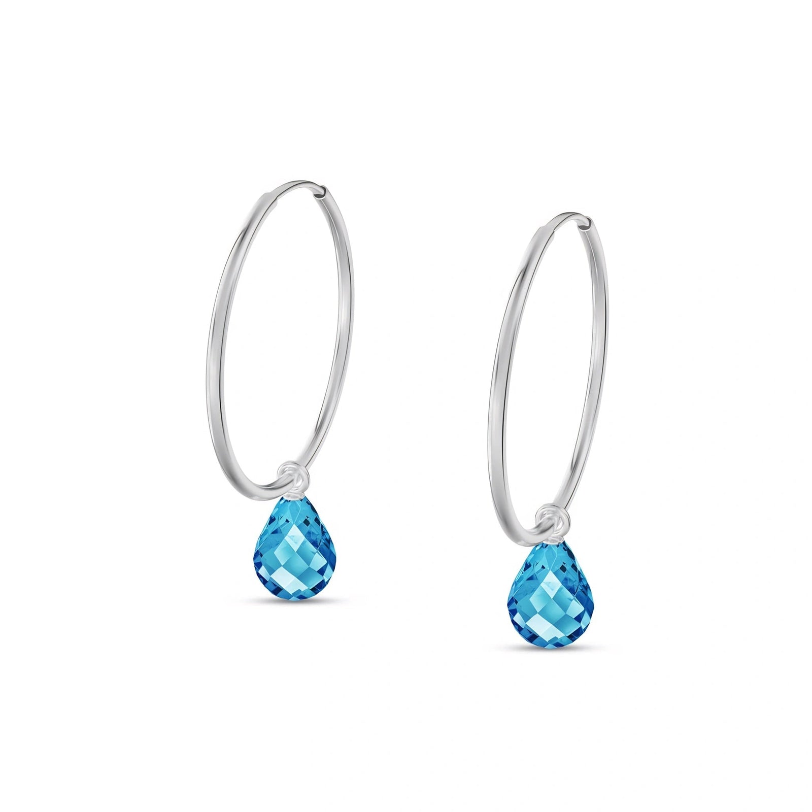 White Gold Earrings Blue Topaz 10K — Marisa