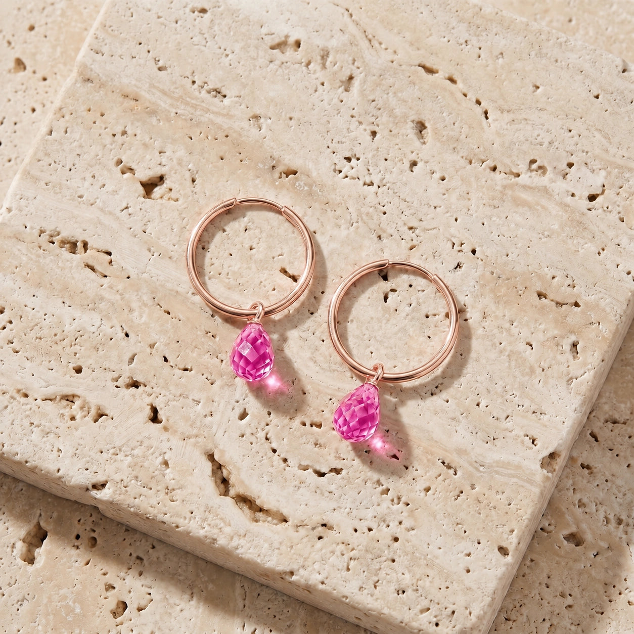 Rose Gold Earrings Pink Topaz 10K — Marisa