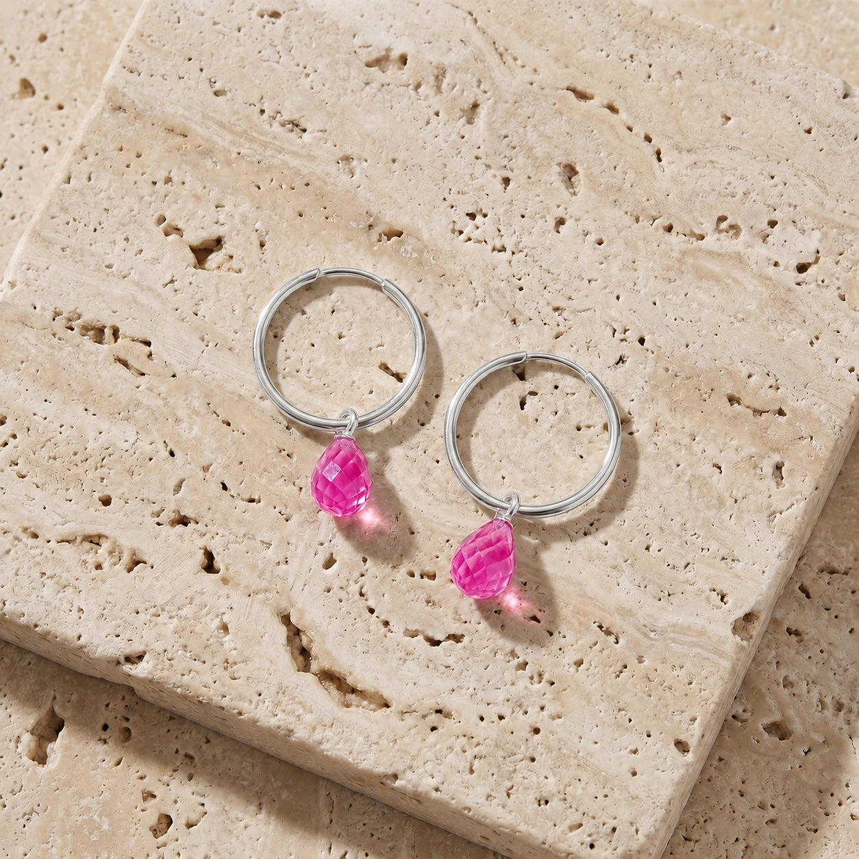 White Gold Earrings Pink Topaz 10K — Marisa
