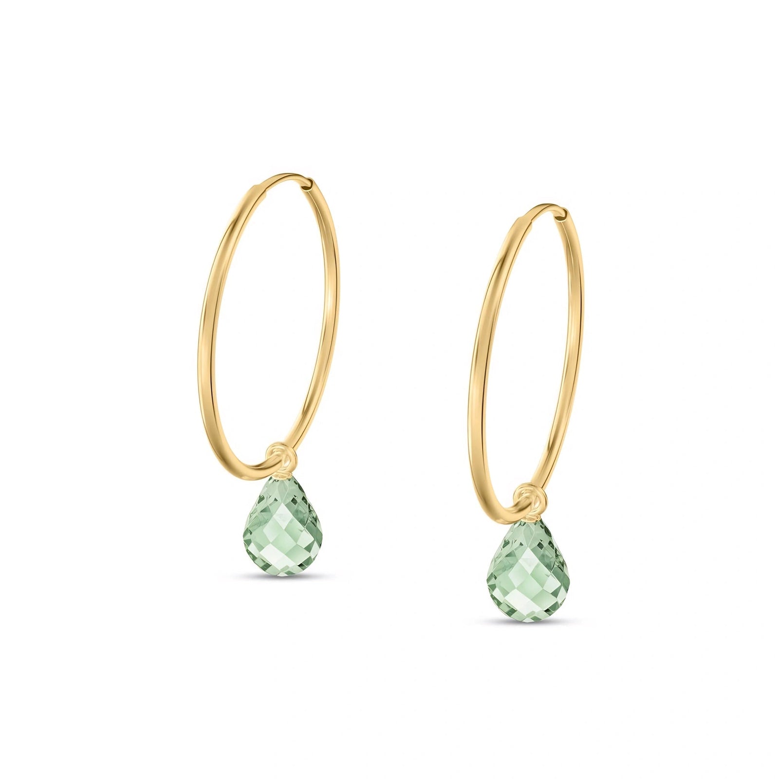 Yellow Gold Earrings Green Amethyst 10K — Marisa