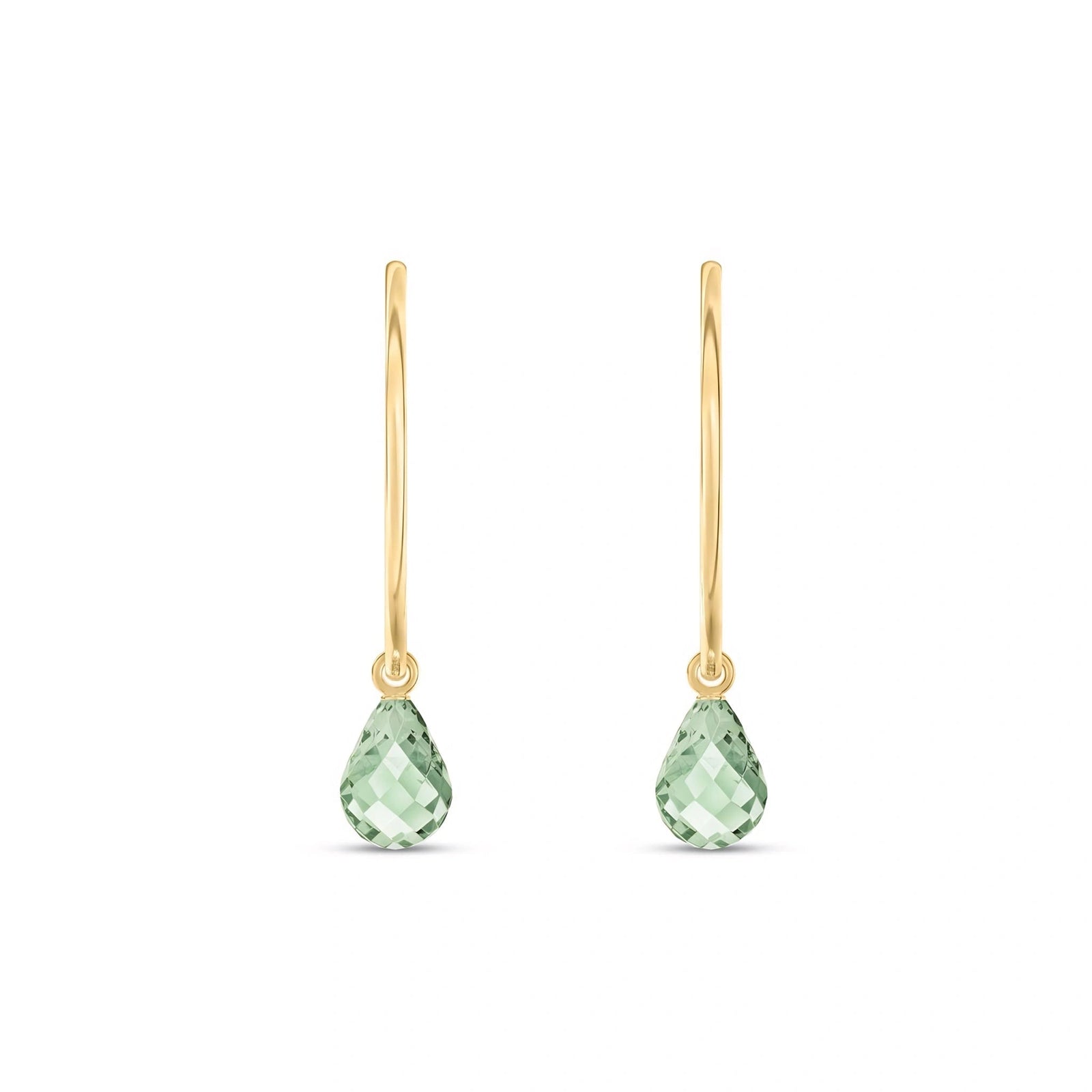 Yellow Gold Earrings Green Amethyst 10K — Marisa