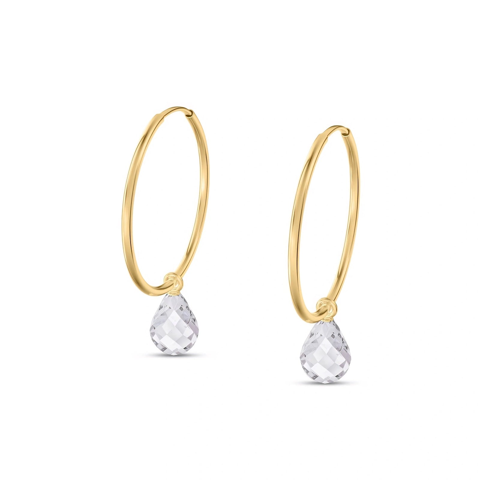 Yellow Gold Earrings White Topaz 10K — Marisa