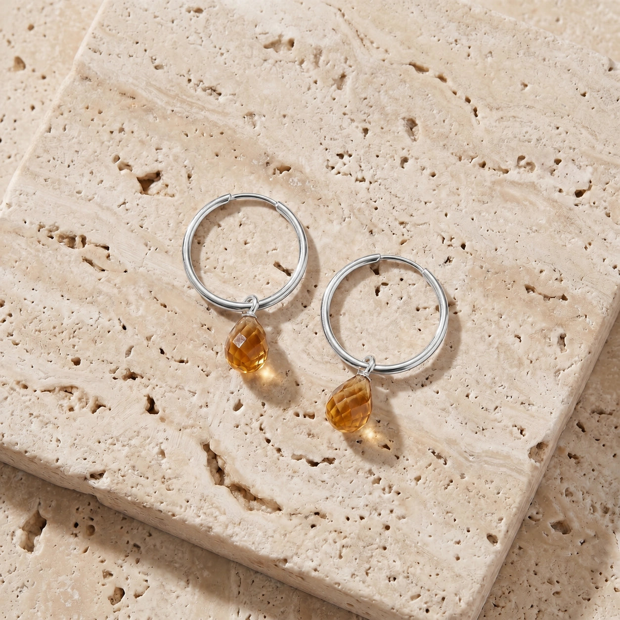 White Gold Earrings Citrine 10K — Marisa