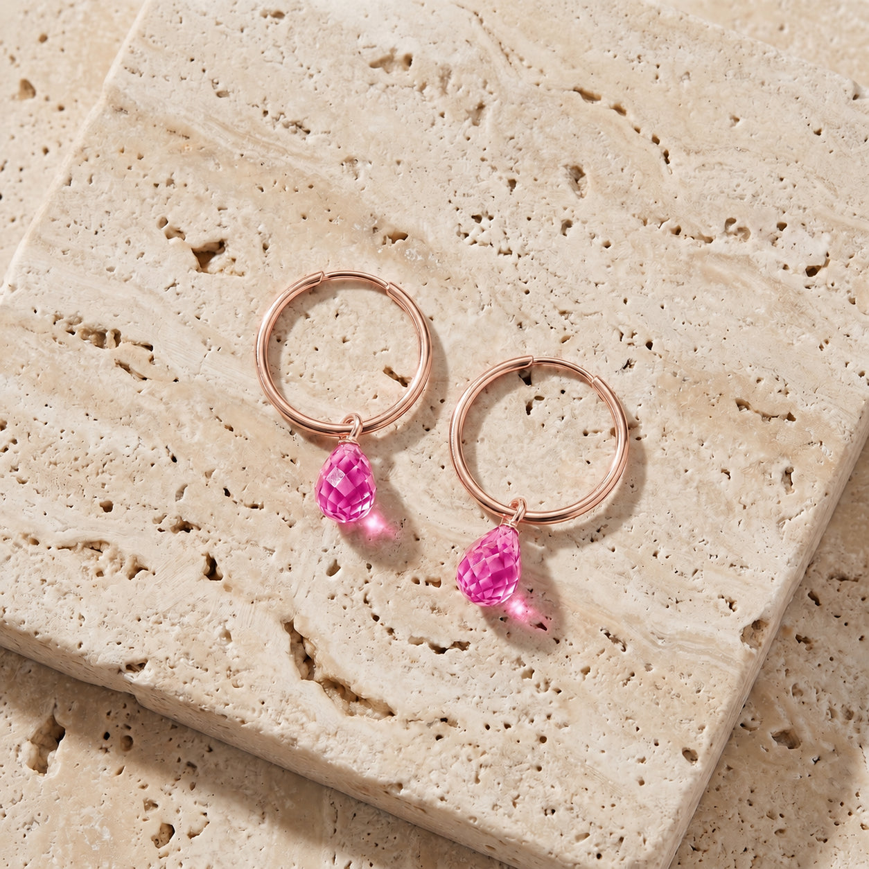 Rose Gold Earrings Garnet 10K — Marisa