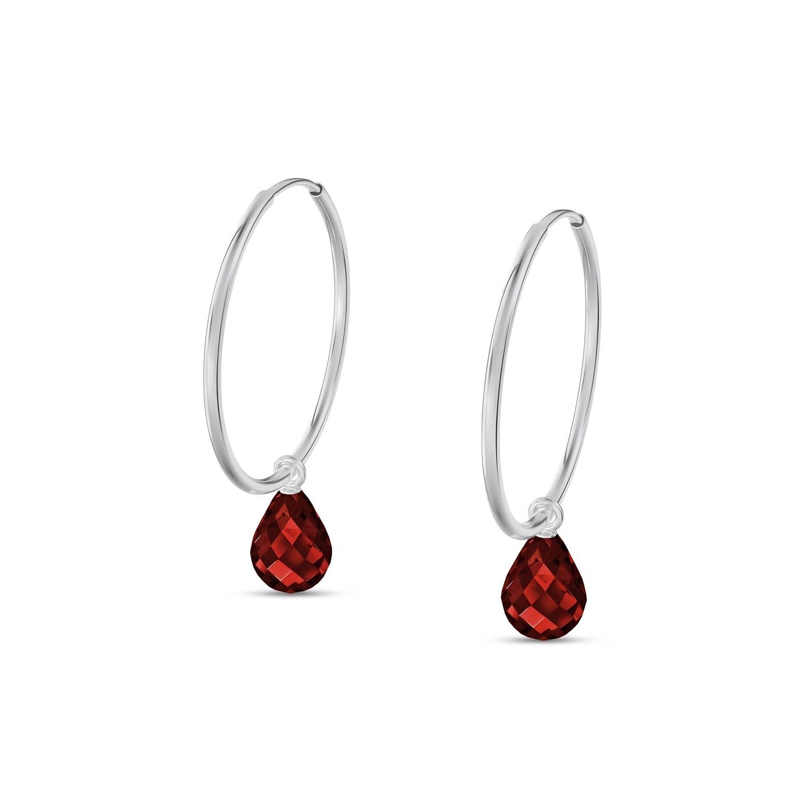 White Gold Earrings Garnet 10K — Marisa