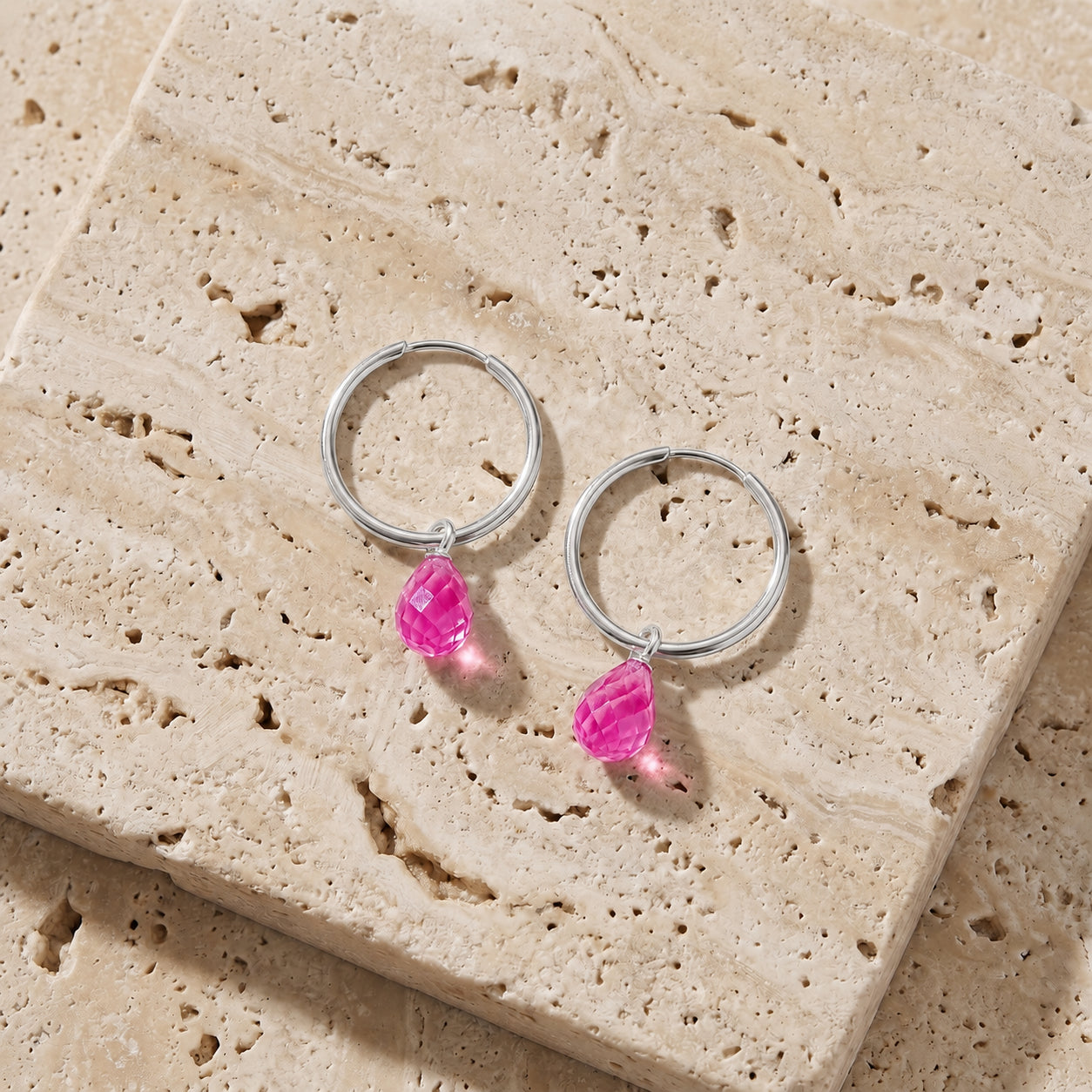 White Gold Earrings Garnet 10K — Marisa