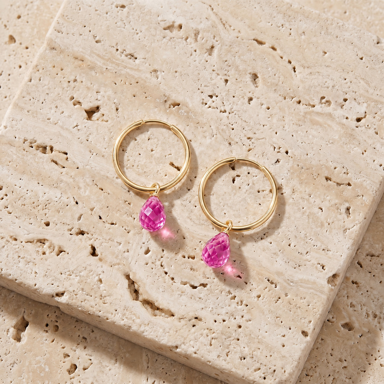 Yellow Gold Earrings Garnet 10K — Marisa