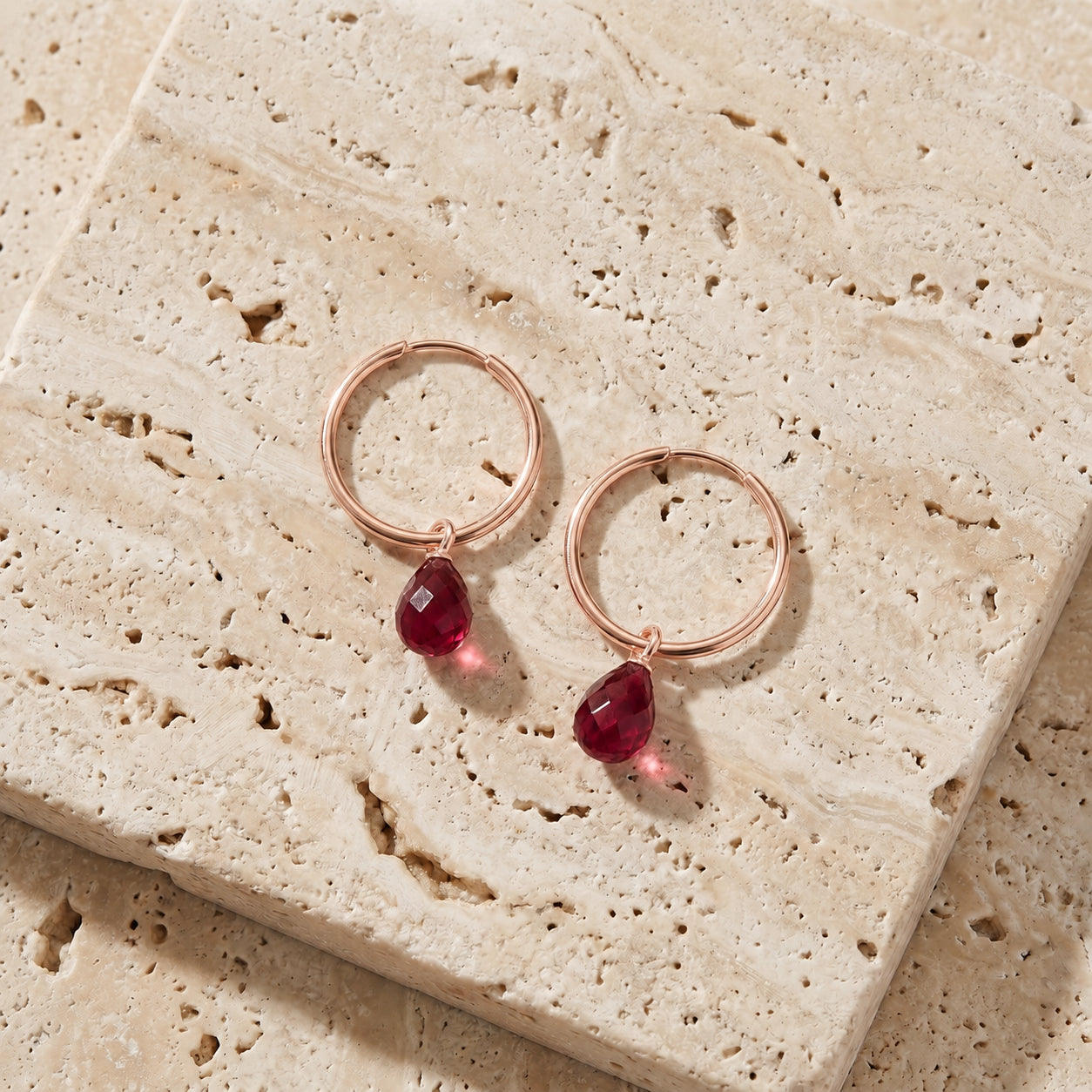 Rose Gold Earrings Ruby 10K — Marisa