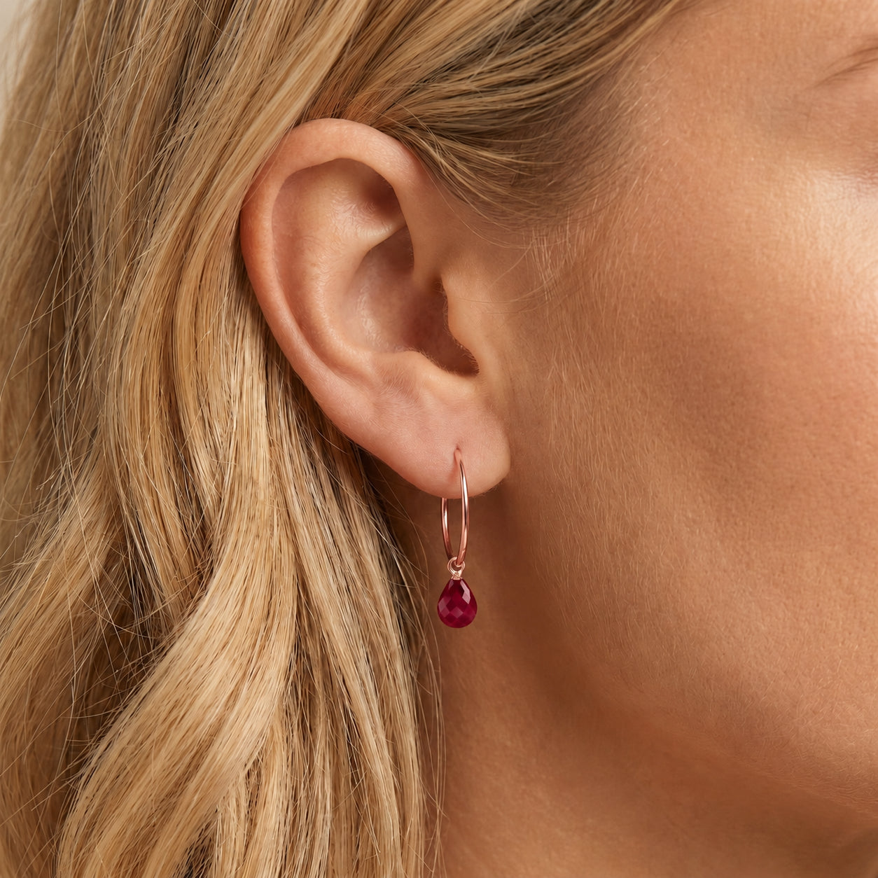 Rose Gold Earrings Ruby 10K — Marisa