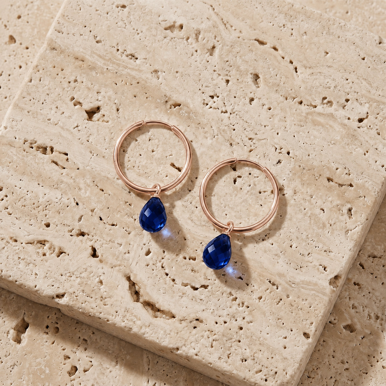 Rose Gold Earrings Emerald 10K — Marisa