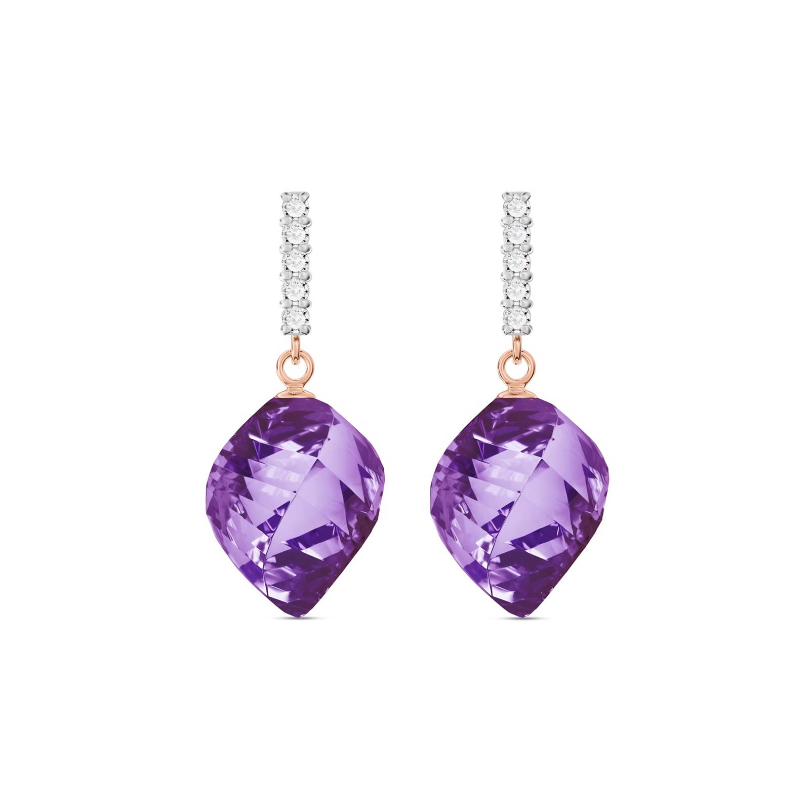 Rose Gold Earrings Amethyst 10K — Ofelia
