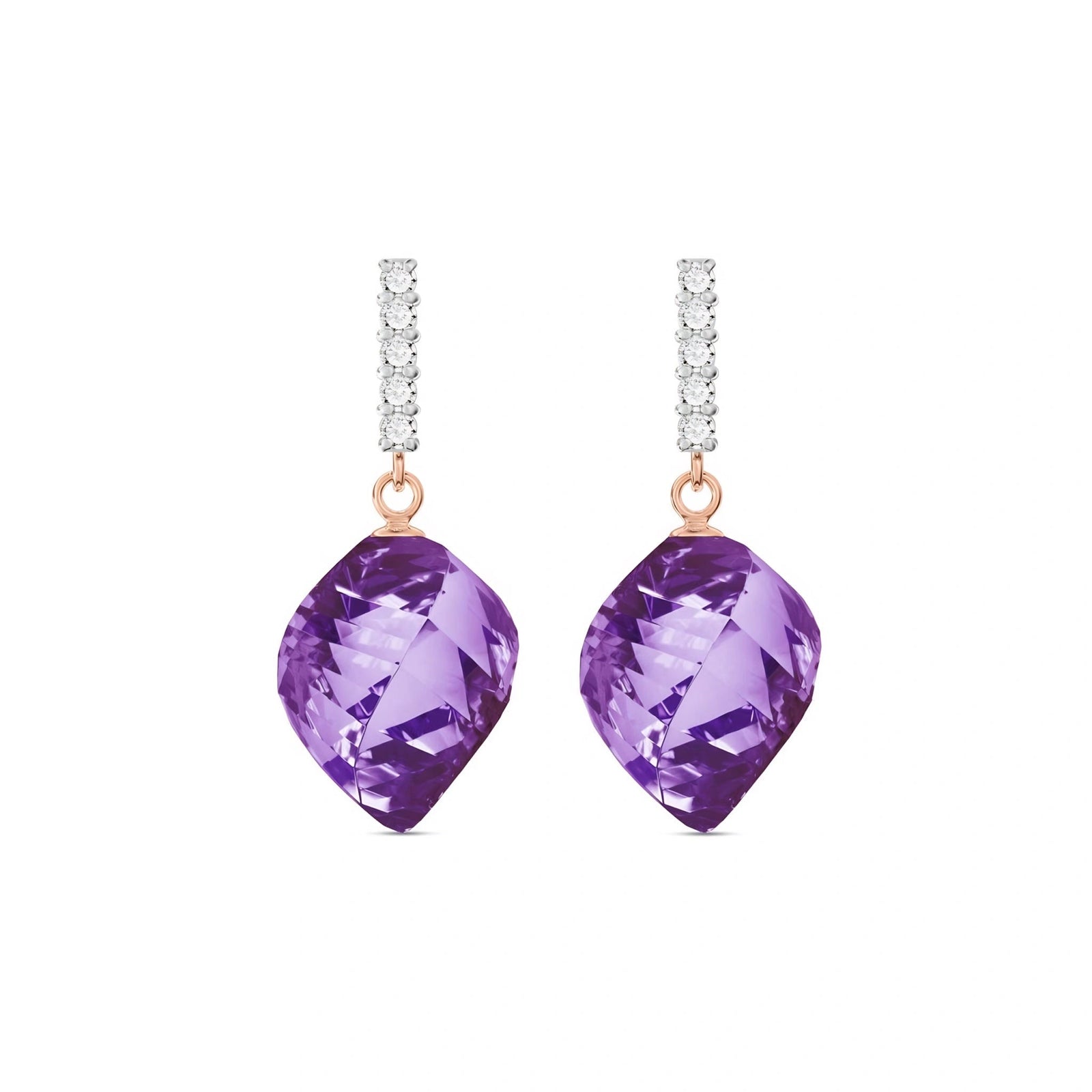 Rose Gold Earrings Amethyst 10K — Ofelia