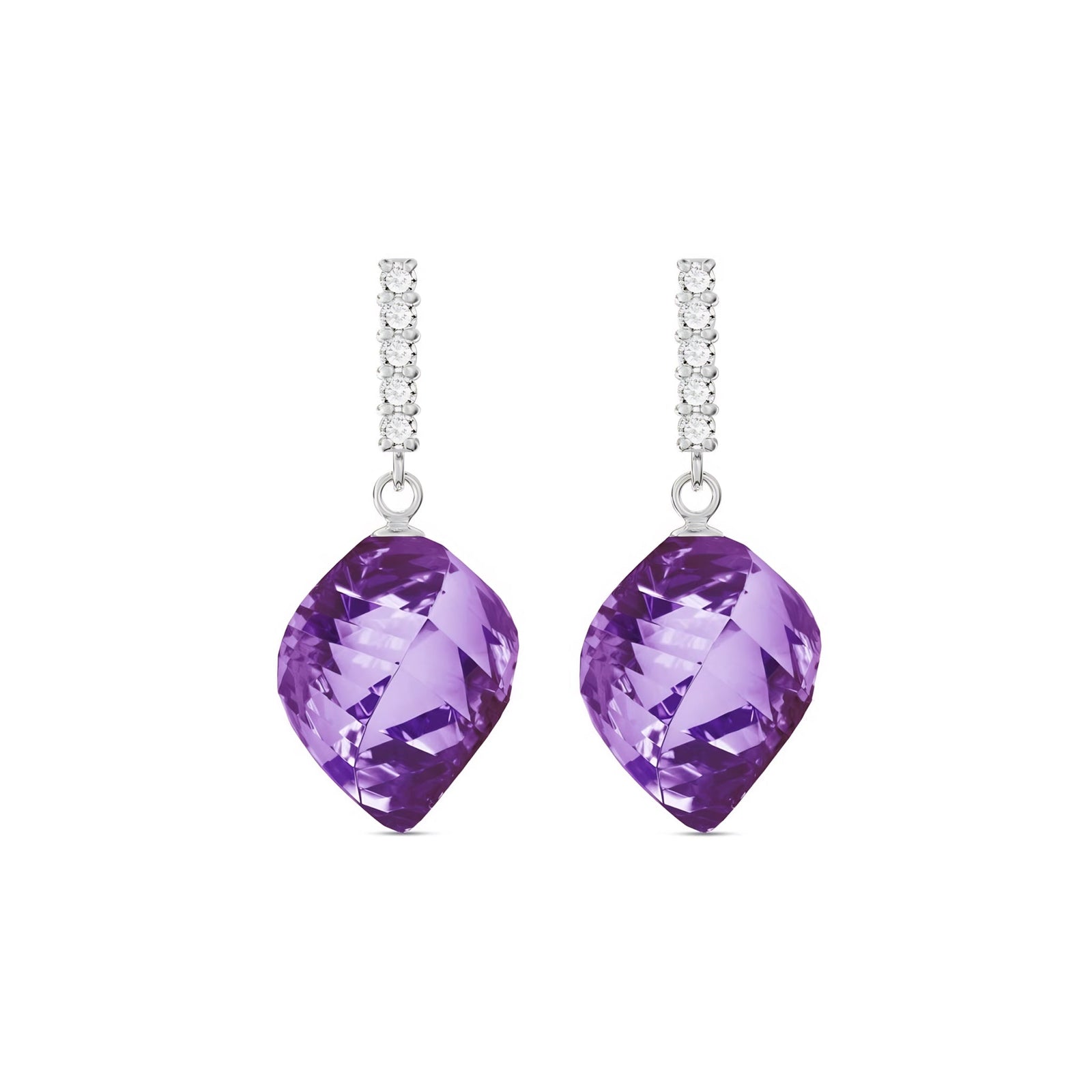 White Gold Earrings Amethyst 10K — Ofelia