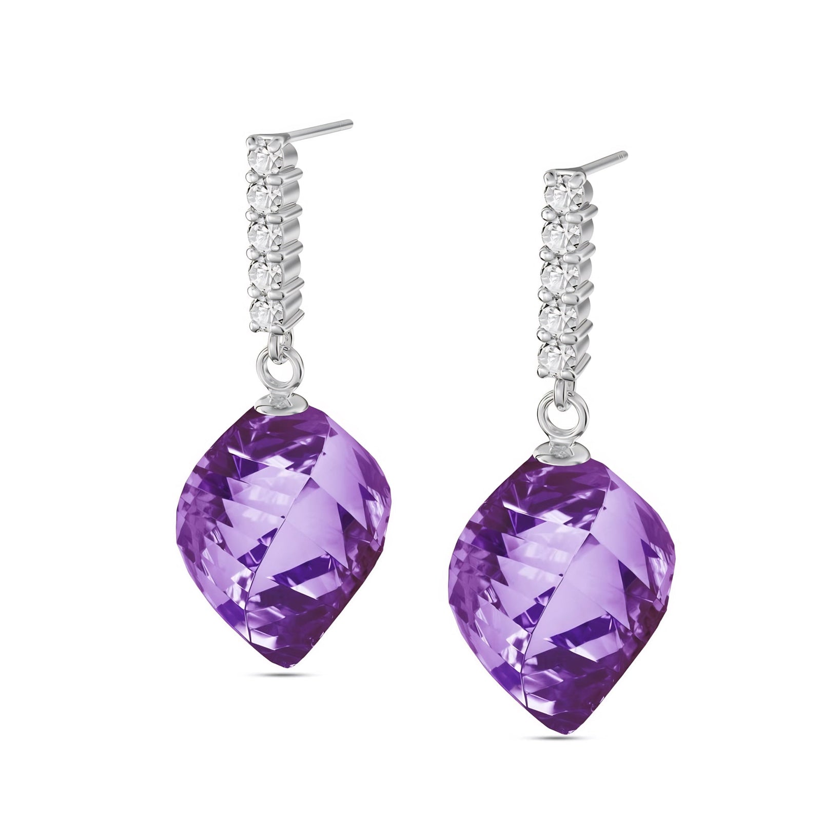 White Gold Earrings Amethyst 10K — Ofelia