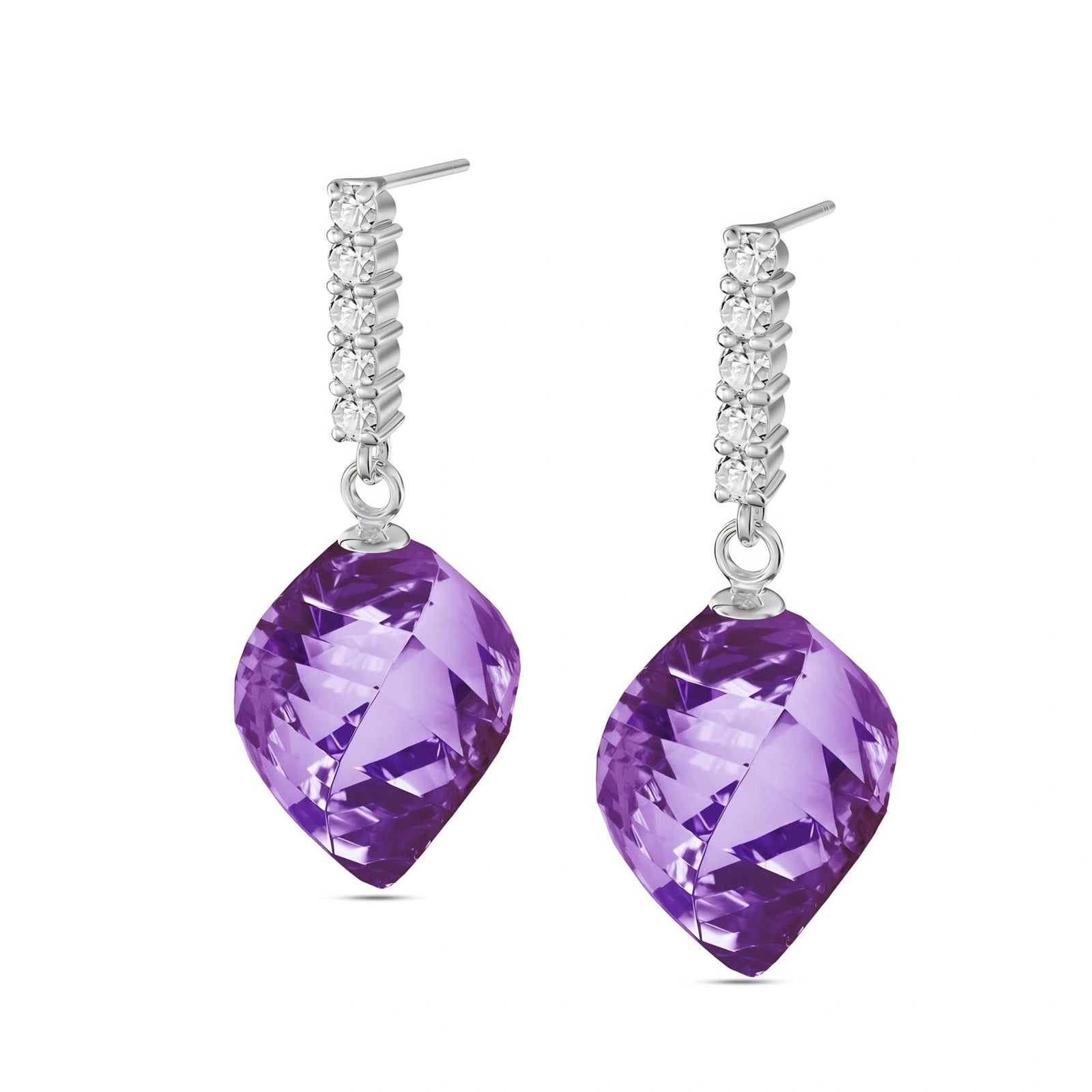 White Gold Earrings Amethyst 10K — Ofelia