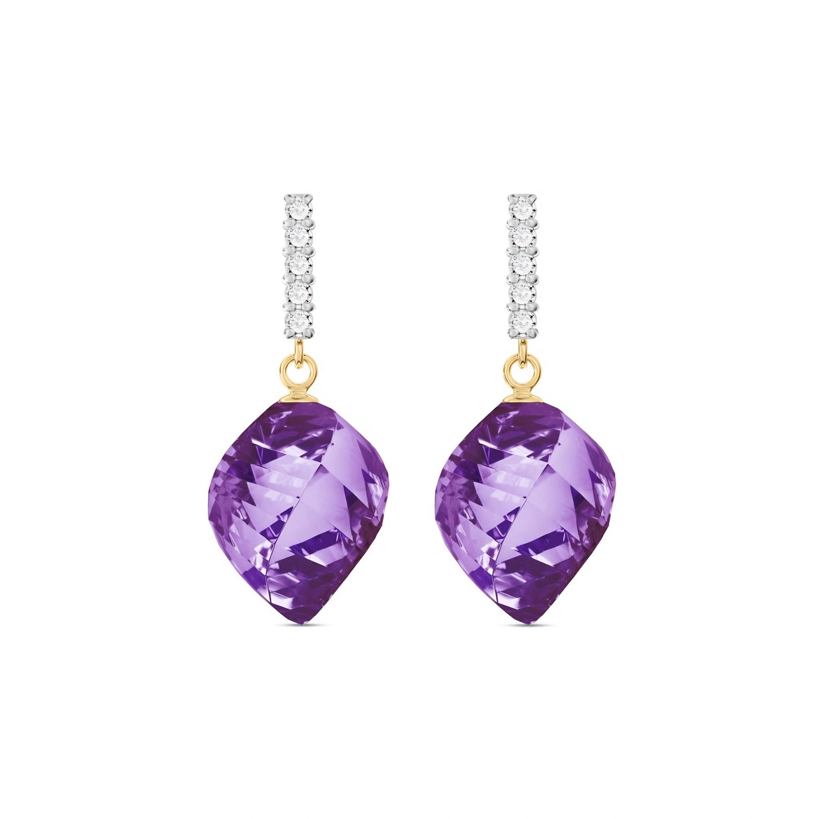 Yellow Gold Earrings Amethyst 10K — Ofelia