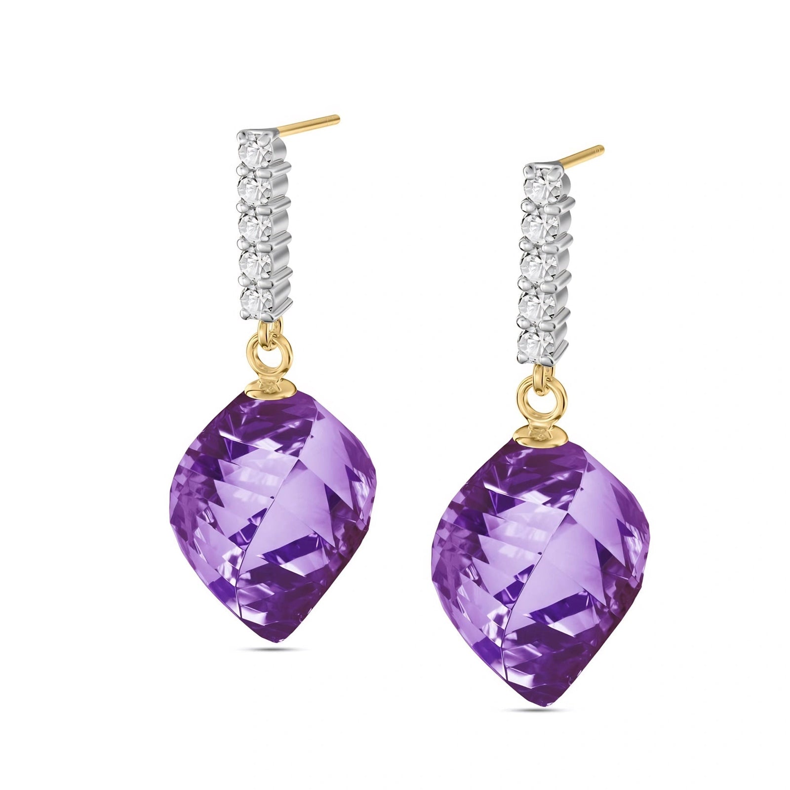 Yellow Gold Earrings Amethyst 10K — Ofelia