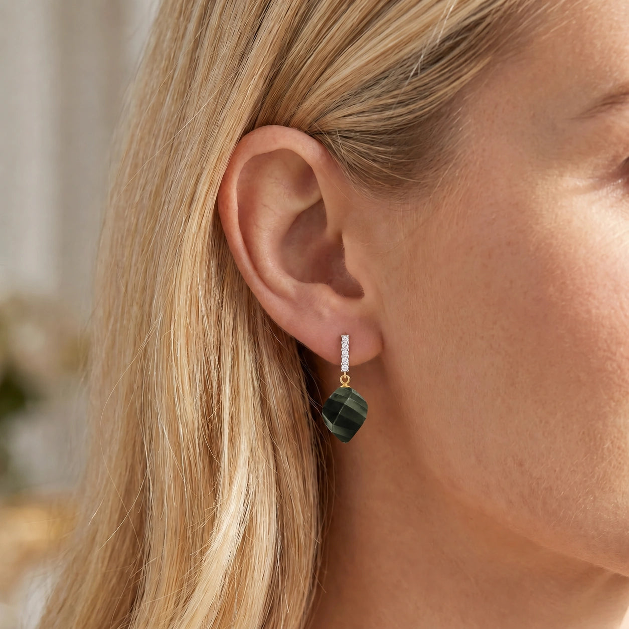 Yellow Gold Earrings Spinel 10K — Ofelia