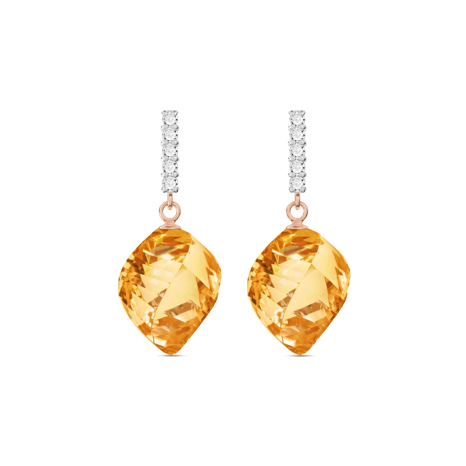 Rose Gold Earrings Green Amethyst 10K — Ofelia