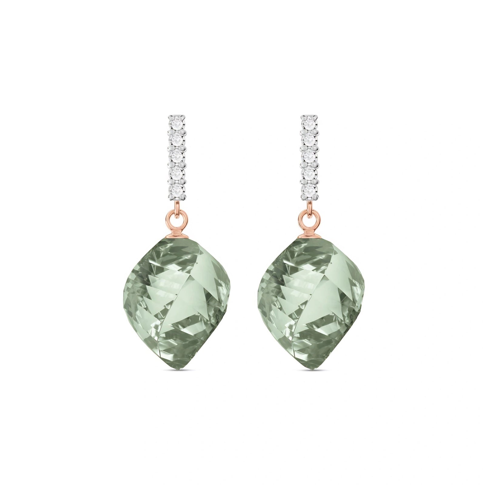 Rose Gold Earrings Green Amethyst 10K — Ofelia