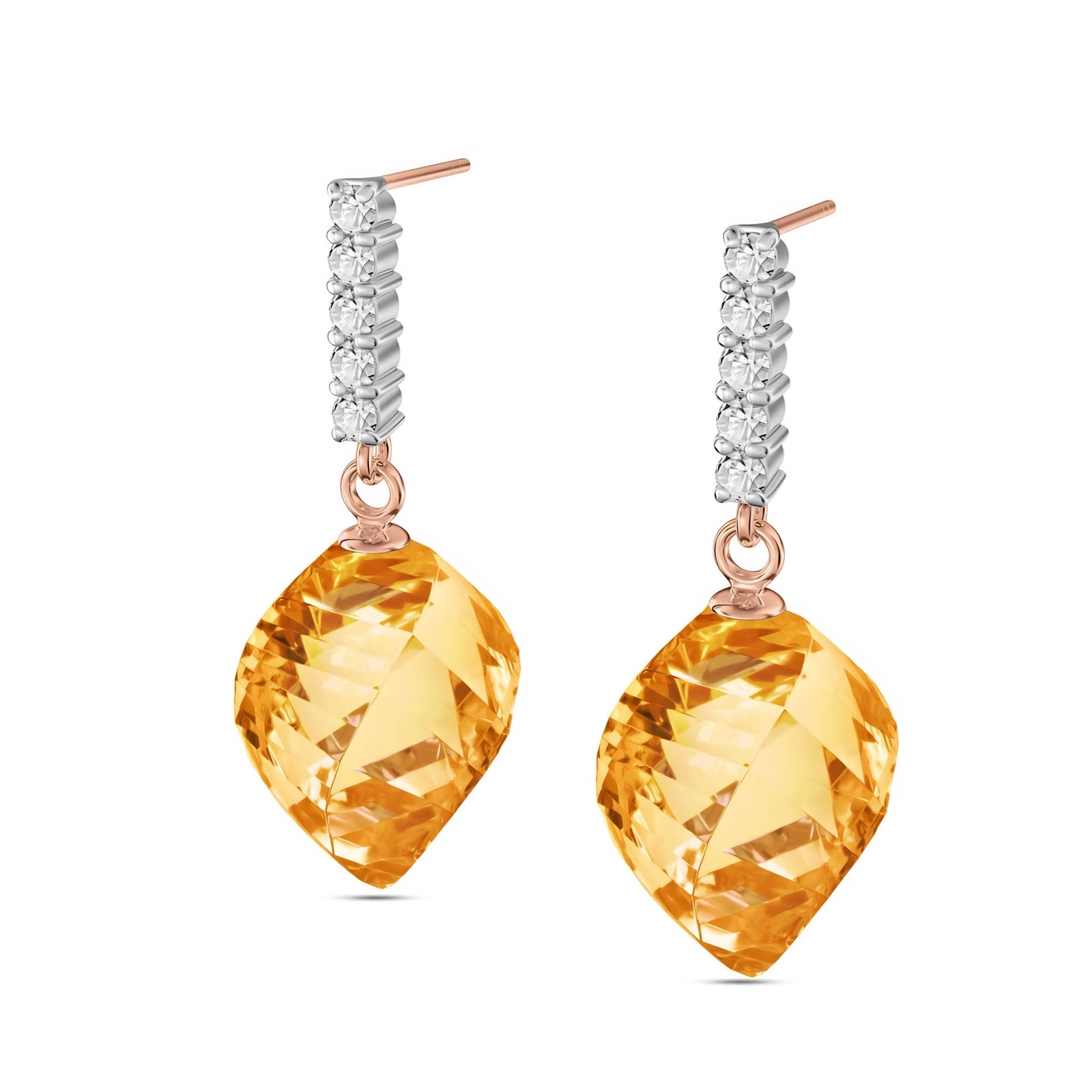 Rose Gold Earrings Green Amethyst 10K — Ofelia